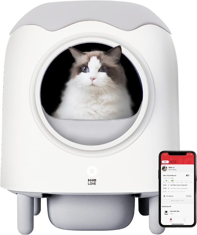 Photo 1 of ABRCT Automatic Cat Litter Box, APP Remote Control Self Cleaning Cat Litter Box, Alerts, Odor Suppression, Disassembly for Multiple Cats Family 