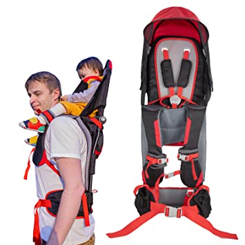 Photo 1 of Baby Shoulder Carrier Baby Hiking Backpack Carrier with Rain Cover Sun Shade for Child Safe Backrest and Toddler Ergonomic Seat Holds 40 Pound for Children Between 6 Months-3 Years Old Baby
