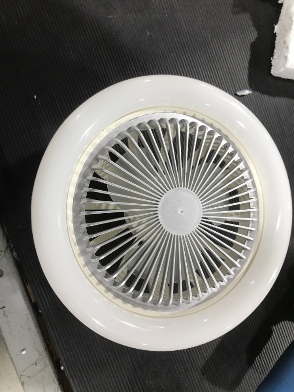 Photo 1 of 10 In Small Lights Bulb with Fan LED 30W Ceiling Fan with Lights E26 Screw Base Enclosed Ceiling Fan with Lights Low Profile Ceiling Light Fan for Kitchen Garage RV Basement Socket Fan Light,6500K