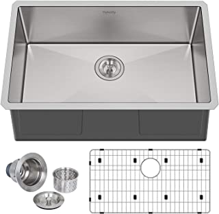 Photo 1 of 26-inch Undermount Kitchen Sink, 16 Gauge Stainless Steel Single Bowl Sink with Strainer & Bottom Grid, 26" x 18" x 9"