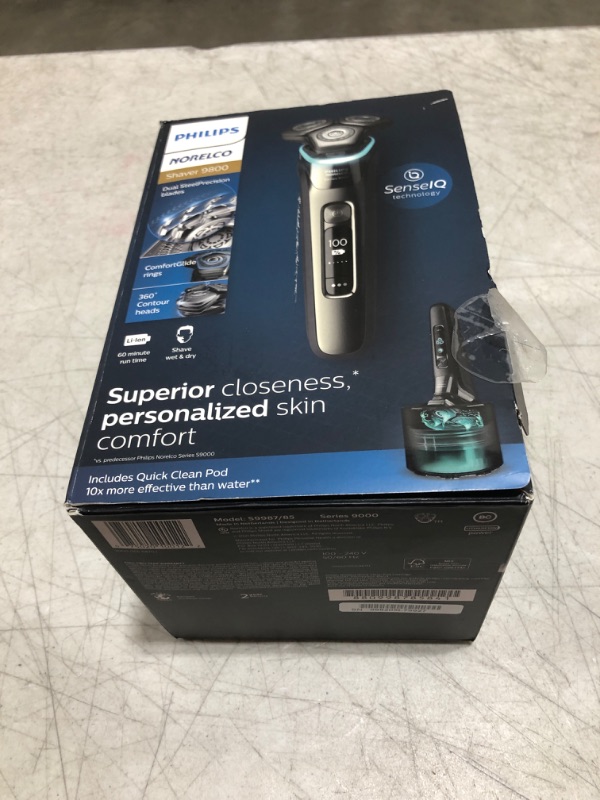 Photo 2 of Philips Norelco 9800 Rechargeable Wet & Dry Electric Shaver with Quick Clean, Travel Case, Pop up Trimmer, Charging Stand, S9987/85 New Shaver 9800 with Charging Stand