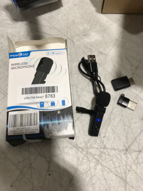 Photo 1 of Musicozy Wireless Clip Microphone, Lapel Clip On for SmartPhone, Laptop, Video Recording, Tik Tok, YouTube, etc. Comes with USB Adapters and USB charging cord.