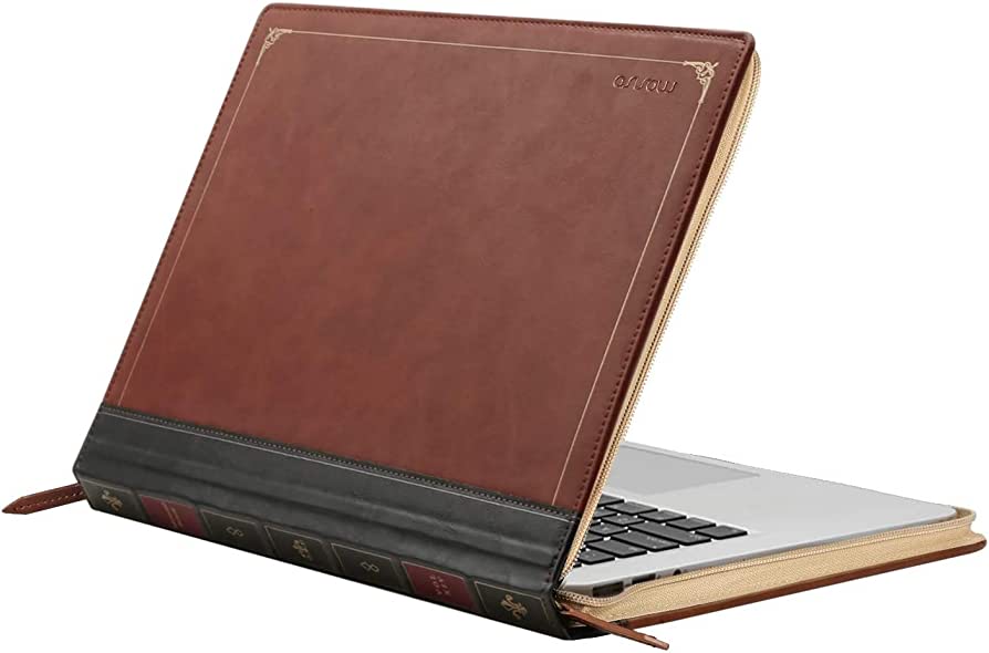 Photo 1 of MOSISO Compatible with MacBook Air 13 inch Case A1466 A1369 Older Version 2010-2017 Release, PU Leather Laptop Sleeve Vintage Retro Zippered Portfolio Protective Case Cover, Brown