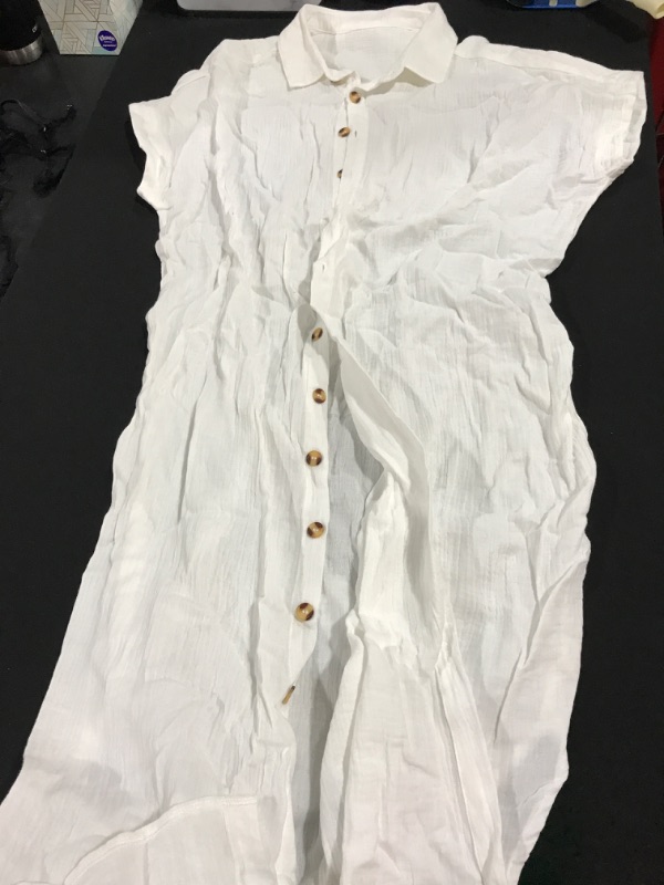 Photo 1 of [Size L] Women's Button Down Dress- White