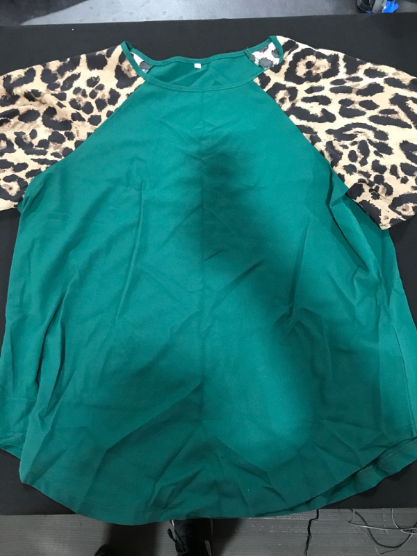 Photo 1 of [Size 2XL] Ladies Work Top- Green and Leopard