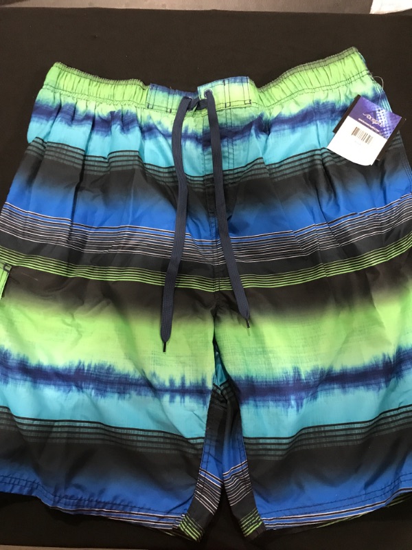 Photo 2 of [Size 3XL] Kanu Surf Men's Barracuda Swim Trunks (Regular & Extended Sizes) 3X Nova Navy/Green