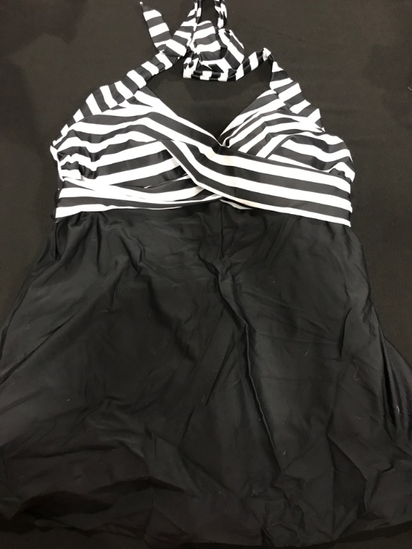 Photo 1 of [Size XL] Womens 1 pc swimsuit- Black and White Stripe
