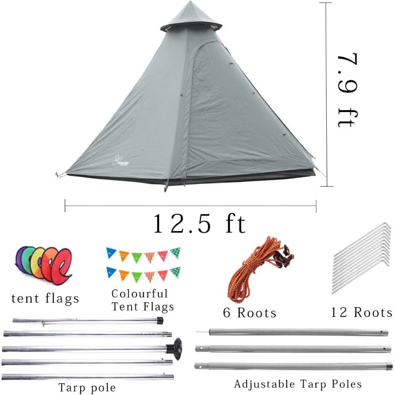 Photo 2 of 12'x10'x8'Dome Camping Tent 5-6 Person 4 Season Double Layers Waterproof Anti-UV Windproof Tents Family Outdoor Camping Tent Gray
