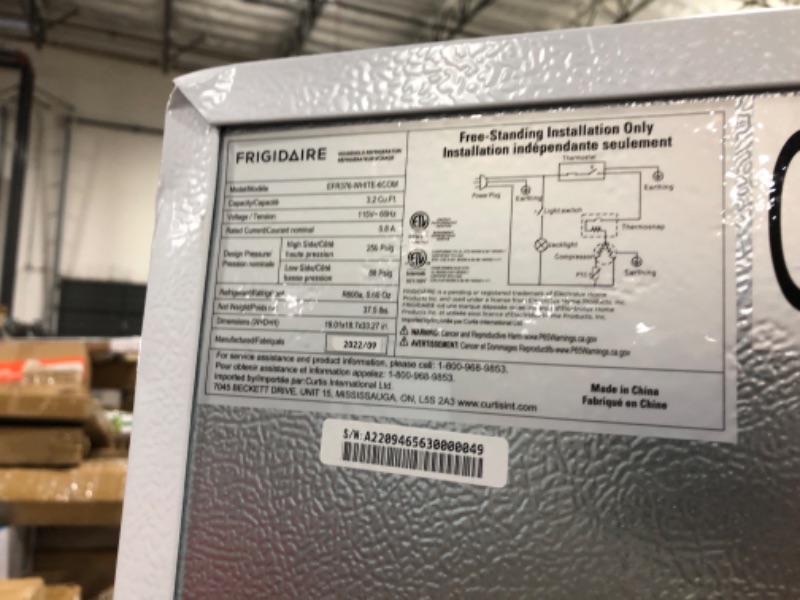 Photo 1 of Frigidaire EFR376-WHITE 3.2 Cu Ft White Retro Bar Fridge with Side Bottle Opener & Keurig K-Mini Coffee Maker, Single Serve K-Cup Pod Coffee Brewer, 6 to 12 oz. Brew Sizes, Studio Gray WHITE Single Door Fridge + Coffee Brewer, Studio Gray