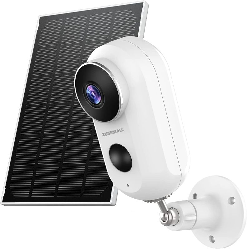 Photo 1 of ZUMIMALL 2K Solar Camera Security Outdoor, Solar Powered Battery Operated Wireless FHD Outside Surveillance Camera for Home Security, Night Vision, PIR Motion Detection, IP66 Waterproof, 2.4G WiFi
