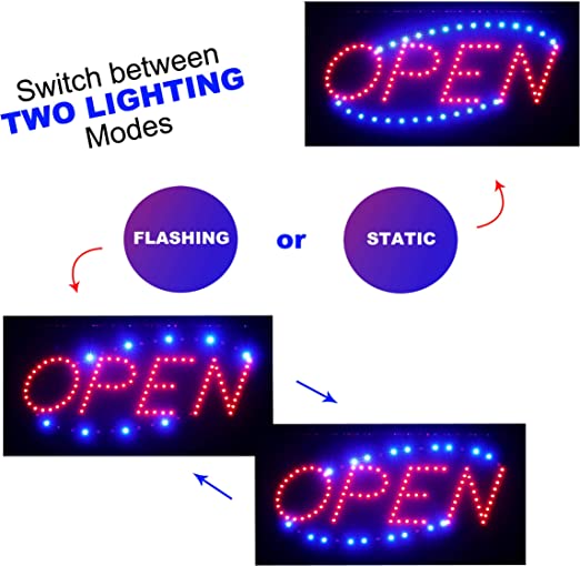 Photo 1 of Ultima LED Neon Open Sign for Business: Lighted Sign Open with Flashing Mode
