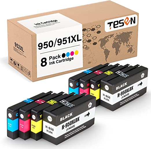 Photo 1 of TESEN (950 951) Compatible Ink Cartridge Replacement for HP 950XL 951XL Use with HP Officejet Pro 8600 8610 8620 8630 8640 8625 8615 8100 251dw 271dw 276dw Printer, 8 Pack Color Set
