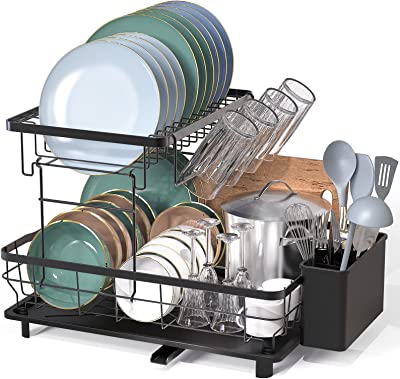 Photo 1 of  Large Dish Drying Rack with Drainboard, 2 Tier Stainless Steel Drying Racks for Kitchen Counter,Detachable 