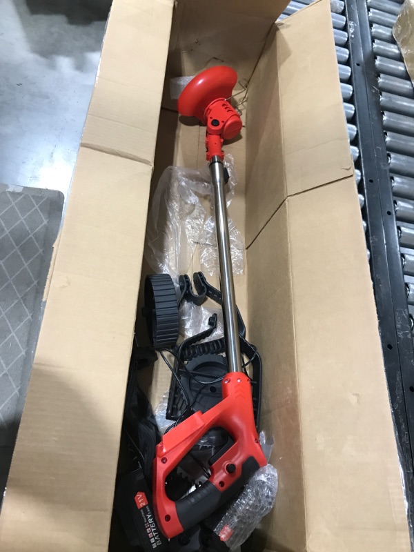 Photo 1 of Weed Wacker Cordless Edger Trimmer Battery Powered 21V 2000mAh, Electric Weed Eater Brush Cutter, 3-IN-1 Lawn Edger Grass Trimmer Height Adjustable Mini-Mower, 8 Blades, 1 Wheel, 2 Batteries,1 Charger