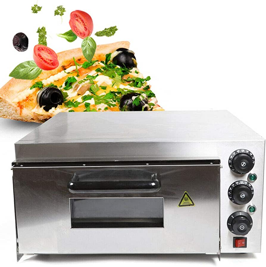 Photo 1 of 2000W 1Layer Silver Pizza Oven Double Layer Electric Pizza Oven Machine Stainless Steel Pizza Baking Oven Commercial Cake Bread Pizza Oven for Families, Chinese Tea Restaurants, Western Restaurants (Single Layer)