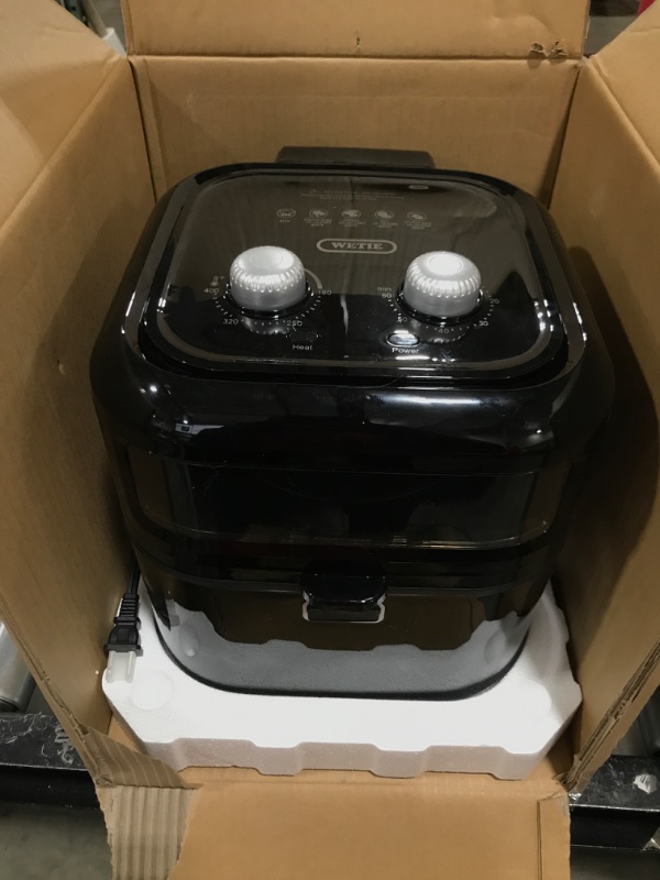 Photo 1 of WETIE Air Fryer, 7 QT Airfryer Oilless Cooker, 1400W Hot Air Fryers with Visible Window, Non-stick Basket, Temperature & Time Knob, Suitable for Families of 4 to 8, Black