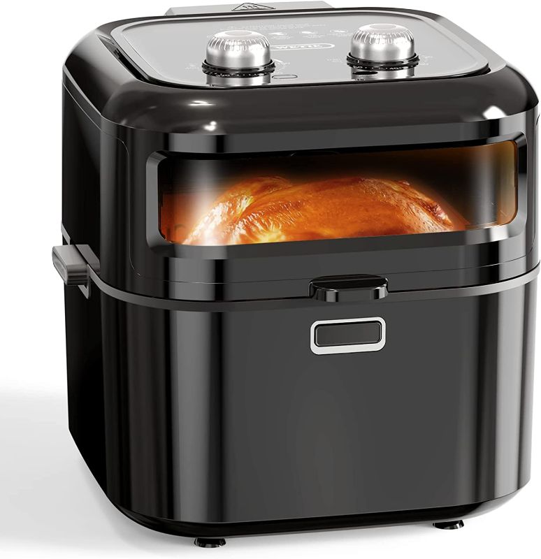 Photo 1 of WETIE Air Fryer, 7 QT Airfryer Oilless Cooker, 1400W Hot Air Fryers with Visible Window, Non-stick Basket, Temperature & Time Knob, Suitable for Families of 4 to 8, Black