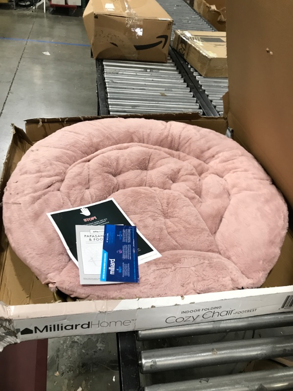 Photo 2 of Milliard Cozy Chair with Footrest Ottoman/Faux Fur Saucer Chair for Bedroom/X-Large (Pink)