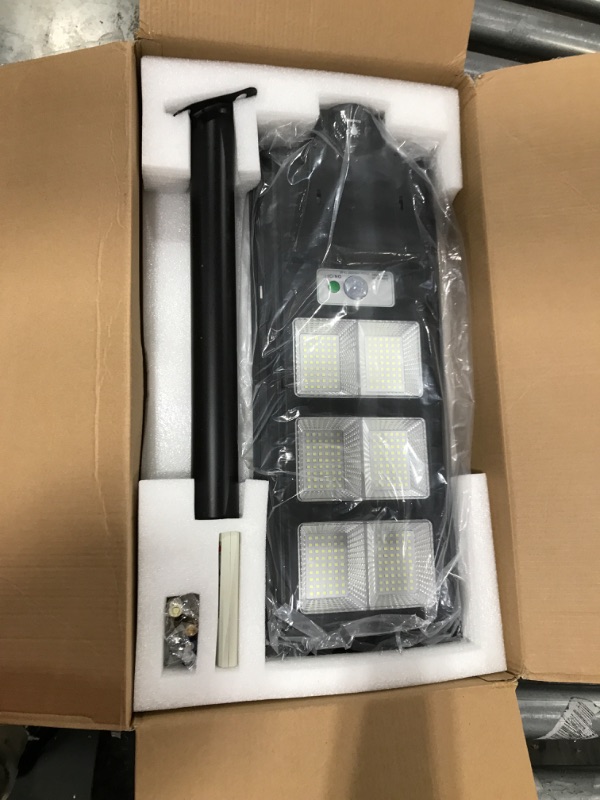 Photo 2 of 120W Solar Street Lights Outdoor Waterproof, LED Streetlight Dusk to Daw,Streetlamp with Motion Sensor and Remote Control, for Parking Lot