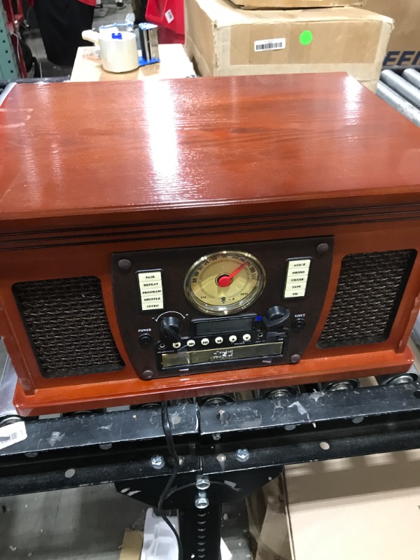 Photo 2 of Victrola Navigator 8-in-1 Classic Bluetooth Record Player with USB Encoding and 3-Speed Turntable Bundle with Victrola Wooden Stand for Wooden Music Centers with Record Holder Shelf, Mahogany