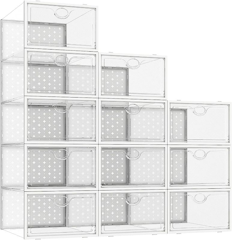 Photo 1 of 
Pinkpum Shoe Storage Box White Fit for Size 9 12Pack Shoe Storage 