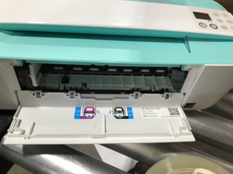Photo 1 of HP DeskJet 3755 Compact All-in-One Wireless Printer with Mobile Printing, HP Instant Ink & Amazon Dash Replenishment ready - Seagrass Accent (J9V92A) (Renewed)