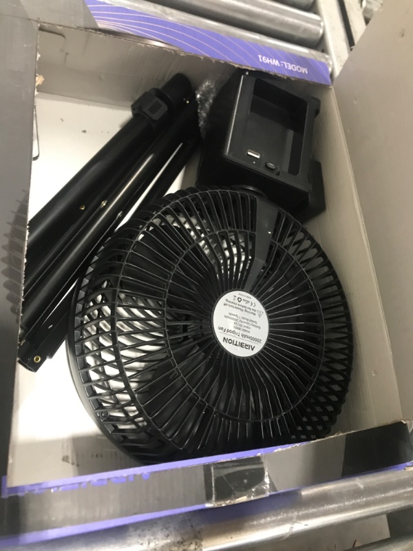 Photo 1 of 20000mAh Oscillating Battery Operated Fan w/Remote, 10 Inch Cordless Rechargeable Fan for Camping Hurricane, Portable Outside Pedestal Fan, Super Strong, Timer, 7 Speeds, Lasts 50 Hrs