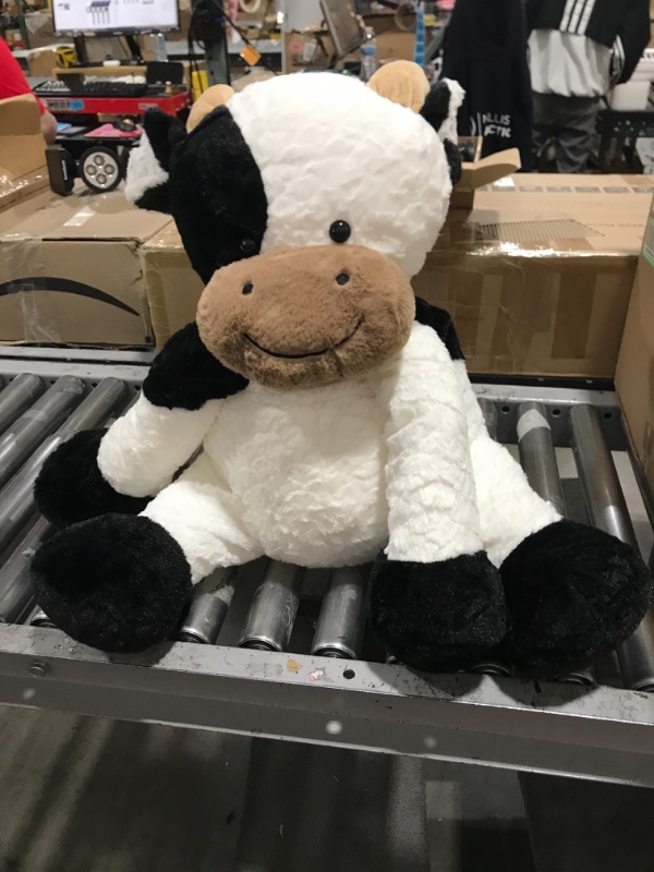 Photo 2 of  Cow Year Plush Toy Cute Cattle Stuffed Animals Cattle Soft Doll Kids Toys Birthday Gift for Children (Black and White,