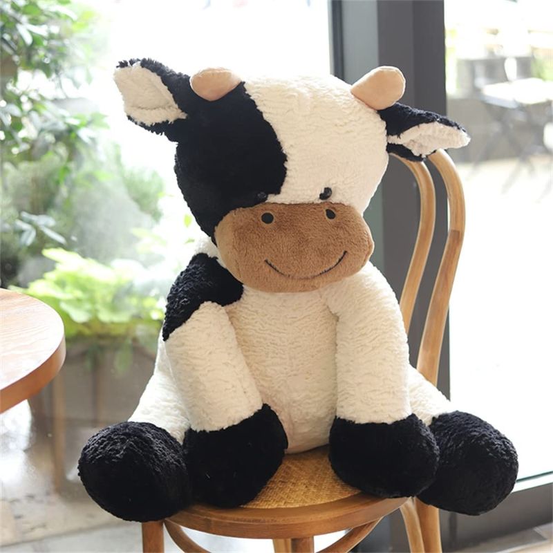 Photo 1 of  Cow Year Plush Toy Cute Cattle Stuffed Animals Cattle Soft Doll Kids Toys Birthday Gift for Children (Black and White,