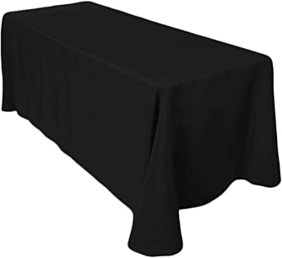 Photo 1 of  Polyester Tablecloths, Black 90 x 132 Inch Polyester Table Cloth for 8 Foot Rectangle Tables, Stain and Wrinkle Resistant Washable Fabric Table Cover for Wedding Banquet Restaurant Party