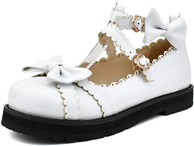 Photo 1 of 100FIXEO Women's Ankle Strap Platform Mary Janes Kawaii Goth Shoes with Bows
