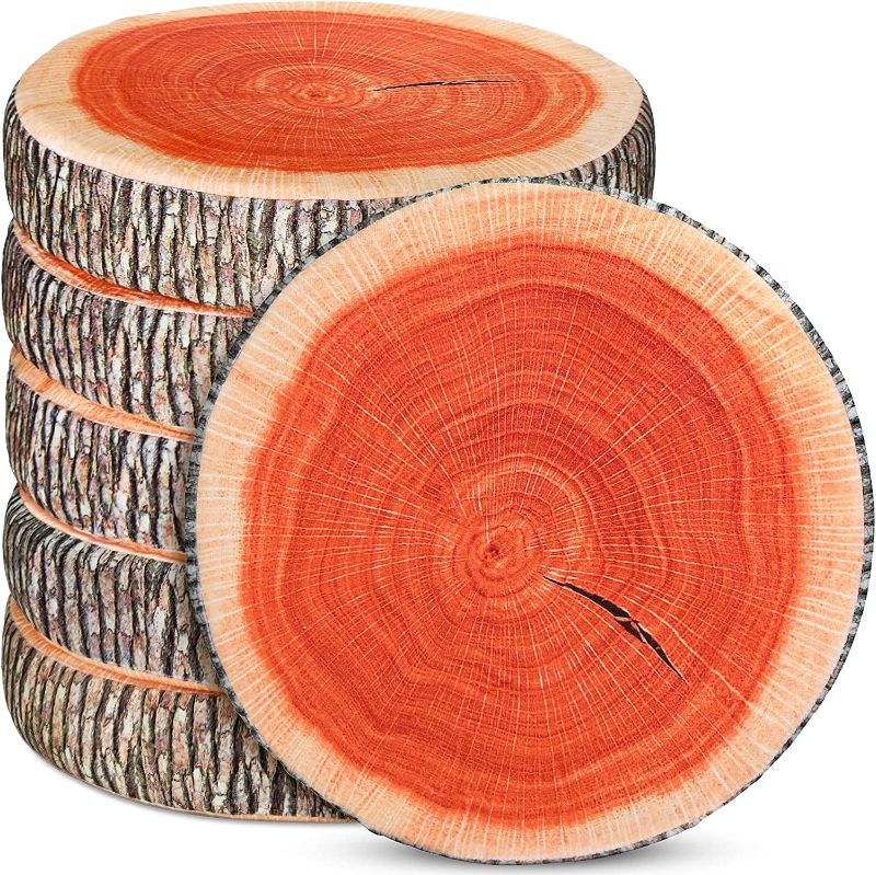 Photo 1 of 11 Pcs Round Throw Pillow Wood Slice Chair Pillow Decorative Wood Sofa Pillow Tree Stump Floor Cushion Natural Wood Cushion Pillow 3D Digital Printing Forest Decor for Bedroom Living Room (Stylish)
