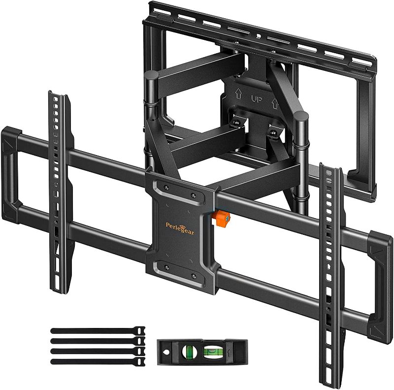 Photo 1 of Perlegear UL Listed Full Motion TV Wall Mount for 42-85 inch TVs up to 132 lbs, TV Mount with Dual Articulating Arms, Tool-Free Tilt, Swivel, Extension, Leveling, Max VESA 600x400mm, 16" Studs, PGLF8
