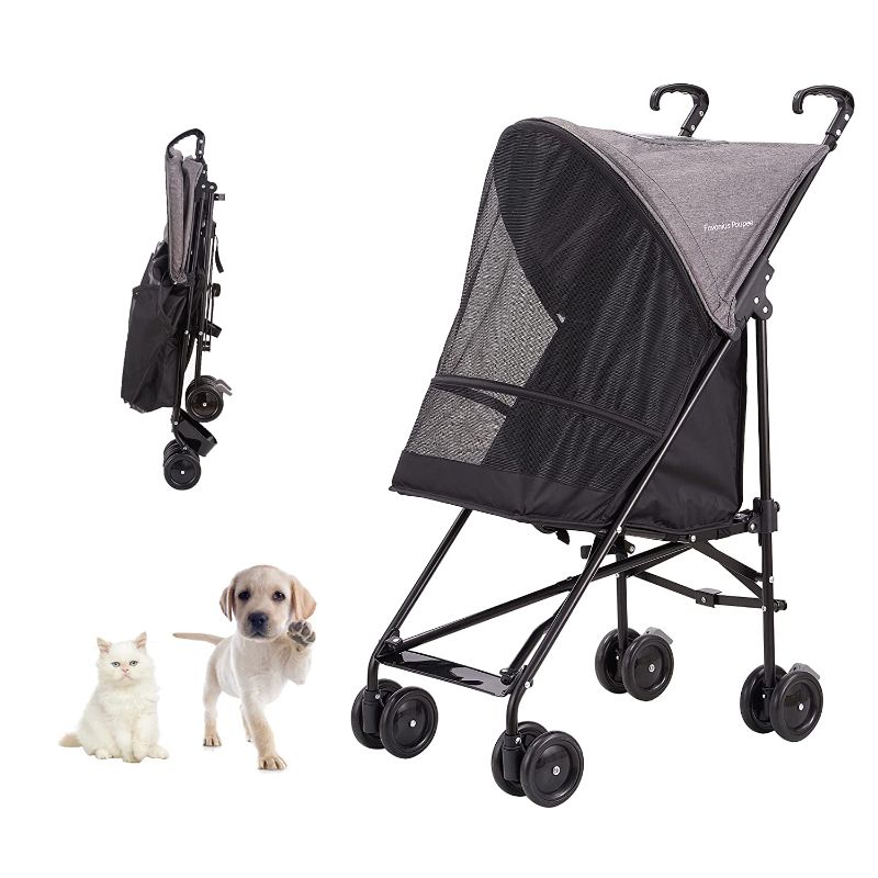 Photo 1 of Favonius poupee Lightweight Pet Stroller,Dog Stroller for Small Dogs & Cats, Compact,Portable Travel Cat Dog Stroller (Grey)
