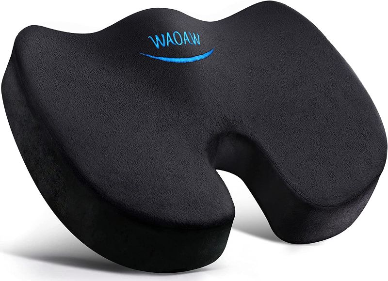 Photo 1 of  Seat Cushion, Office Chair Cushions Butt Pillow for Car Long Sitting, Memory Foam Chair Pad for Back, Coccyx, Tailbone Pain Relief (Black)
