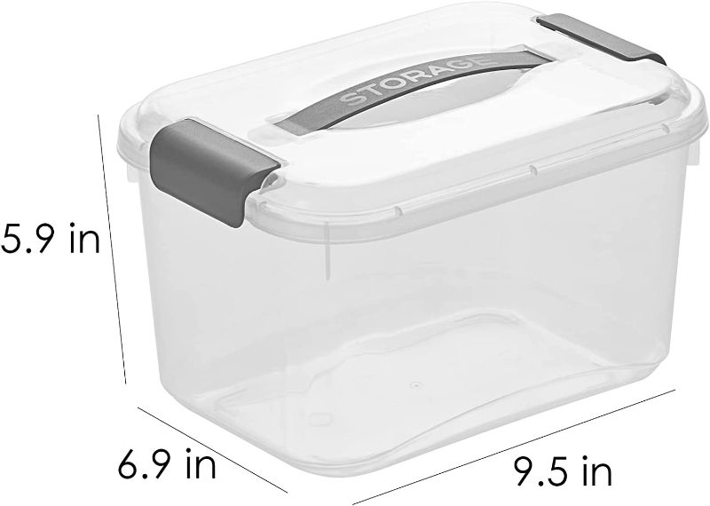 Photo 1 of (HANDLES ARE OLIVE GREEN) ZHENFAN 5.5 Qt Clear Storage Latch Box/Bin with Lids, 6-Pack Plastic Organize Bins with Handle
