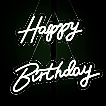 Photo 1 of 28x6 inch Happy Birthday Neon Sign Art Wall Lights for Beer Bar Club Bedroom Hotel Pub Cafe Wedding Birthday Party Gifts_White
