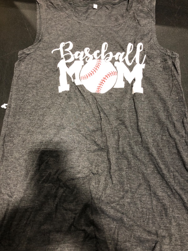 Photo 1 of Baseball Mom Tank Tops Women Casual Sleeveless Tee Shirt Letter Print Summer Tops Gray-02 Small