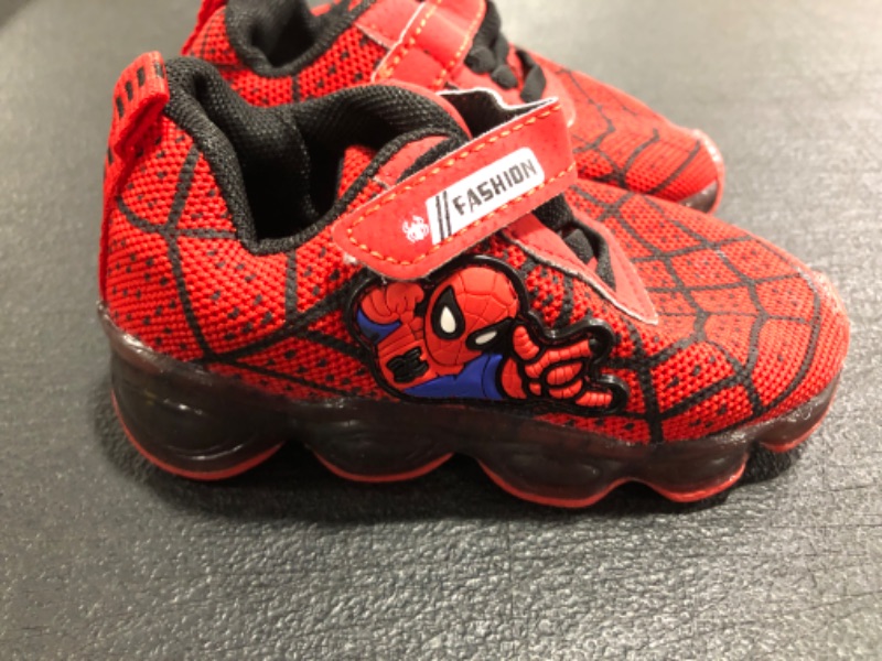 Photo 2 of YOUTH BOYS' SPIDER-MAN SHOES. RED. SIZE 24. PRIOR USE. 