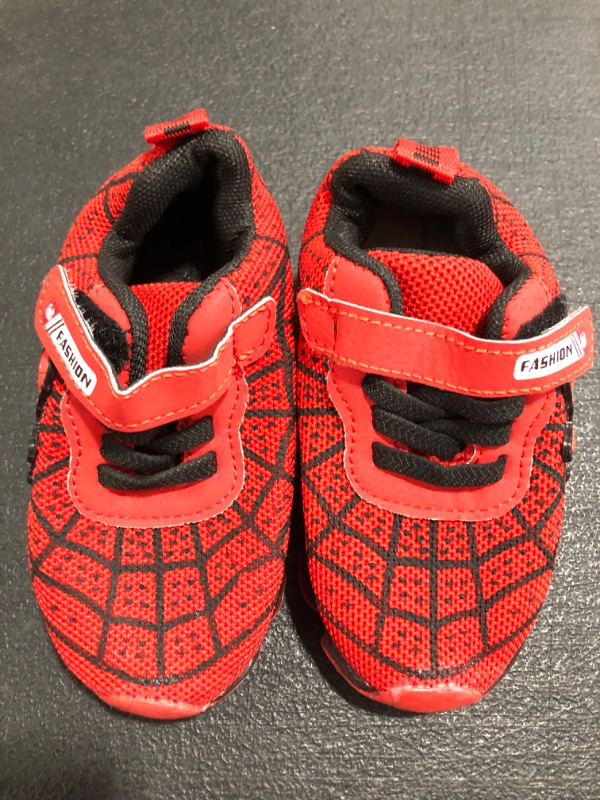 Photo 1 of YOUTH BOYS' SPIDER-MAN SHOES. RED. SIZE 24. PRIOR USE. 