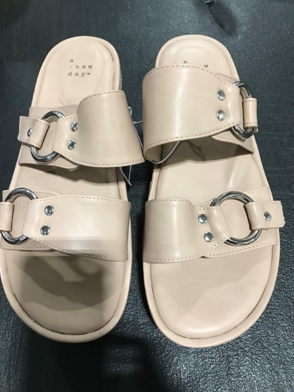 Photo 1 of A new day beige sandal wedges with buckles for women Size 8