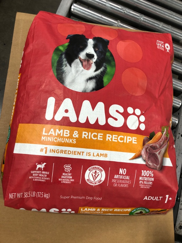 Photo 2 of (EXPIRED)IAMS Minichunks Adult Dry Dog Food Lamb & Rice Recipe Dog Kibble, 38.5 lb. Bag 38.5 Pound (Pack of 1)