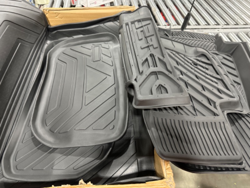 Photo 1 of powoq Fit Tesla Model Y Trunk Mat Cargo Mat Cargo Liner Trunk Liner for 2020 2021 2022 2023 Tesla Model Y 5-Seater Accessories (Four Trunk Mats + Floor Mats+3 PCS Rear Backrest Mats) A Set of Ten