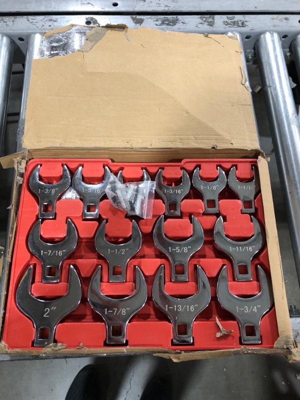 Photo 2 of 14-Piece Premium 1/2" Drive Jumbo Crowfoot Wrench Set | Include Standard SAE Sizes from 1-1/16" to 2" with Storage Tray | Chrome Vanadium Steel and Mirror Chrome Finish