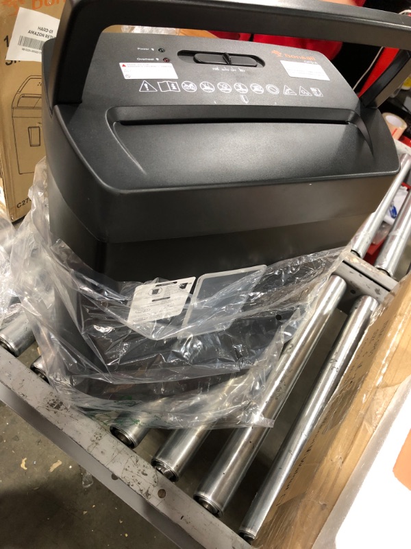 Photo 1 of Bonsaii 12-Sheet Cross Cut Paper Shredder, 10-Minute 5.5 Gal Home Office Heavy Duty Shredder for Paper, Credit Card, Mails, Staples, with Transparent Window, High Security Level P-4 (C275-A) 1 0 Mins-5.5Gal