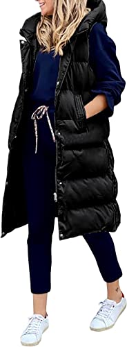 Photo 1 of Avilego Women's Hooded Long Down Vest Full-Zip Sleeveless Puffer Vest Fashionable Coats Jacket
