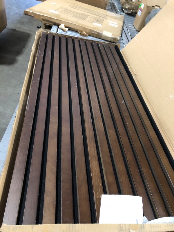 Photo 3 of Acoustic Slat Wood Soundproof Wall Panels with Foam 2PCS Walnut 43.3IN Height walnut 2