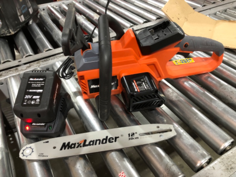 Photo 2 of 12-Inch Cordless Battery Operated Chainsaw with 1x4.0Ah Battery&Charger, MAXLANDER 20V Electric Chainsaw with Auto-Tension & Auto-Lubrication, Lightweight Handheld Chainsaw for Wood Cutting & Trimming