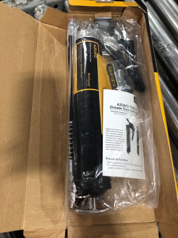 Photo 1 of AZUNO Pistol Grip Grease Gun, 6500 PSI Heavy Duty Grease Guns with Flex Hose, Metal Extension, Professional Coupler and Sharp Nozzle