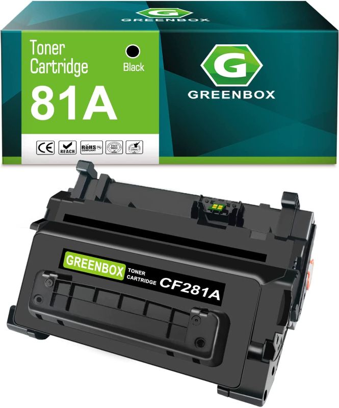Photo 1 of GREENBOX Compatible 81A High Yield Toner Cartridge Replacement for HP 81A CF281A 81X CF281X for Laserjet Enterprise MFP M605 M604 M604N M604DN M605N M605DN M605X M630 M606 Printer (Black, 1-Pack)
